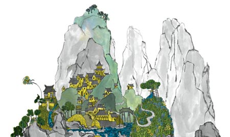 Illustration of the village from the book