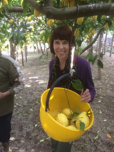 Maeve's friend in the lemon grove (c) Maeve Haran