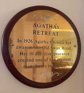 Agatha Christie plaque at Old Swan Harrogate (c) TheBookTrail