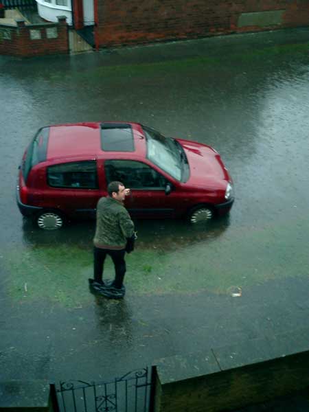 Author's husband rescuing car (c) Louise Beech