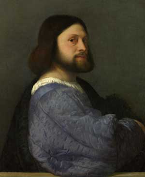 Titian’s Man With the Blue Sleeve/the quilted Sleeve (c) Wikipedia