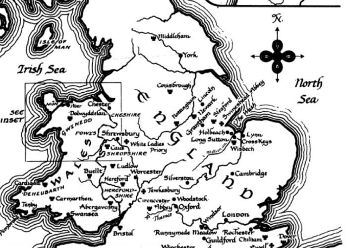 Map of Wales in the novel