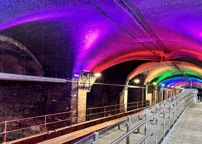 The Dark Arches with rainbow lights (c) Daniel Sellers